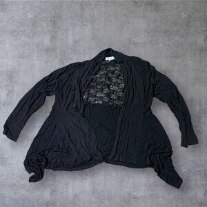 Ambiance Apparel Black Lace Detail Cardigan Size 3X